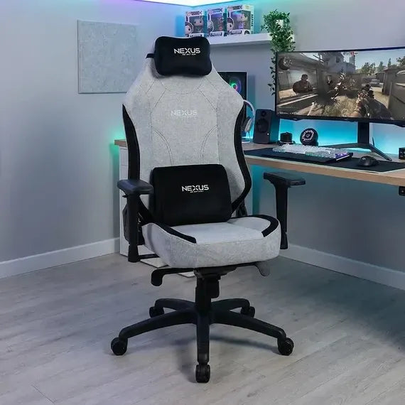 كرسي القيمنق القماشي آرك مع مسند للرأس ووسادة أسفل الظهر من نيكسوس